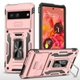 thumbnail image 1 of Case for Google Pixel 7A, Sliding Lens Camera Cover Protection Ring Kickstand Compatible with Magnetic Car Mount Military Grade Hybrid Rugged PC Soft TPU Shockproof Case,Rosegold, 1 of 7
