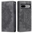 thumbnail image 1 of Case for Google Pixel 7A Wallet Case for Women Girls with Card Holder, Embossed Flower Pattern Magnetic Flip PU Leather Purse Protective Phone Cover for Google Pixel 7A, Grey, 1 of 10