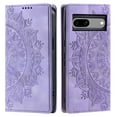 thumbnail image 1 of Case for Google Pixel 7A Wallet Case for Women Girls with Card Holder, Embossed Flower Pattern Magnetic Flip PU Leather Purse Protective Phone Cover for Google Pixel 7A, Purple, 1 of 10
