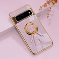thumbnail image 1 of Case for Google Pixel 7a, Luxury Astronaut Ring Hoder Stand Plating Ultra Slim Support Magnetic Car Mount Drop Protective Phone Case Cover for Google Pixel 7a, Purple, 1 of 12