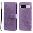 thumbnail image 1 of Case For Google Pixel 8,Decase Luxury Stylish Flower Embossed Pattern Folding PU Leather Shockproof Wallet Phone Shell With Card Slots Holder & Wristband,for Google Pixel 8 - Purple, 1 of 9