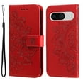 thumbnail image 1 of Case For Google Pixel 8,Decase Luxury Stylish Flower Embossed Pattern Folding PU Leather Shockproof Wallet Phone Shell With Card Slots Holder & Wristband,for Google Pixel 8 - Red, 1 of 9