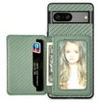 thumbnail image 1 of Case for Google Pixel 8,Decase Premium Fabric Hybrid Wallet Phone Cover RFID Blocking Card Slots Holder Shockproof Anti-Scratch Support Magnetic Car Mount - green, 1 of 7