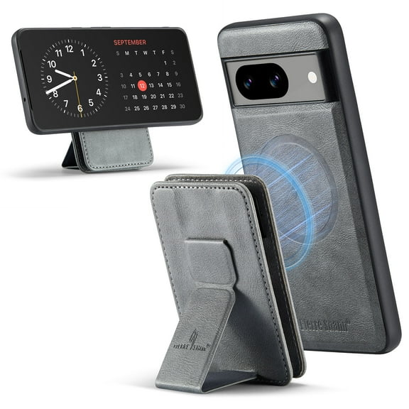 Case for Google Pixel 8, Detachable Magnetic Wallet Credit Card Cash Slot Case Support Wireless Charging Functional Kickstand Compatible with MagSafe Phone Cover For Google Pixel 8,Gray