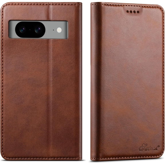 Case for Google Pixel 8,Luxury PU Leather Wallet Folio Phone Case with Kickstand Card Holder Magnetic Flip Shockproof Protective Cover for Google Pixel 8 (Brown)