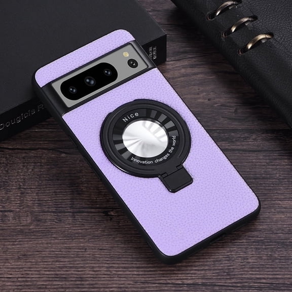 Case For Google Pixel 8 Magnetic Phone Case, Ring Holder Kickstand Case with Wireless Charging PU Leather Rugged Shockproof Protective Case for Google Pixel 8 6.17" 2023,Purple