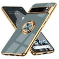 thumbnail image 1 of Case for Google Pixel 8 Pro Case with Ring Stand [360° Rotatable Ring Holder Magnetic Kickstand][Support Car Mount] Plating Rose Gold Edge Soft Flexible TPU Luxury Phone Case Cover, Gray, 1 of 6