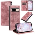 thumbnail image 1 of Case for Google Pixel 8 Wallet Case for Women Girls with Card Holder, Embossed Flower Pattern Magnetic Flip PU Leather Purse Protective Phone Cover for Google Pixel 8, Pink, 1 of 10