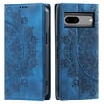 thumbnail image 1 of Case for Google Pixel 8A Wallet Case for Women Girls with Card Holder, Embossed Flower Pattern Magnetic Flip PU Leather Purse Protective Phone Cover for Google Pixel 8A, Blue, 1 of 10