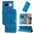thumbnail image 1 of Case for Google Pixel 8a, Case Sunflower Embossed PU Leather Flip Cover Wallet Case with Cards Slot Holder Kickstand with Strap Protective Cover for Google Pixel 8a, Blue, 1 of 9