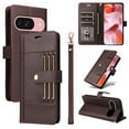 thumbnail image 1 of Case For Google Pixel 9 / 9 Pro 6.3" RFID Blocking Protective Purse Case With 6-card Slots Kickstand Shockproof Protective Buckle Leather Cover,Brown,For Pixel 9 / 9 Pro, 1 of 9