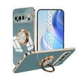 thumbnail image 1 of Case for Google Pixel 9 / 9 Pro Case with Ring Stand [360° Rotatable Ring Holder Magnetic Kickstand][Support Car Mount] Plating Rose Gold Edge Soft Flexible TPU Luxury Phone Case Cover, Gray, 1 of 6