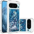thumbnail image 1 of Case for Google Pixel 9 Case Glitter Liquid Cute Clear Phone Case,Floating Quicksand Shockproof Protective Bumper Women Girls Cover for Google Pixel 9 / Pixel 9 Pro Love Blue YB, 1 of 14