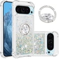 thumbnail image 1 of Case for Google Pixel 9, Google Pixel 9 Case Glitter with Ring Holder Stand,Clear TPU Cute Love Moving Quicksand Sparkle Shockproof Liquid Phone Case for Google Pixel 9/9 Pro Sliver YBZ, 1 of 7