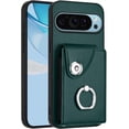 thumbnail image 1 of Case for Google Pixel 9 Pro XL Case with Card Holder Magnetic Clasp Flip Folio with Ring Stand Sturdy Dual Layer Shockproof Leather Wallet Cover for Google Pixel 9 Pro XL Green YBK, 1 of 16