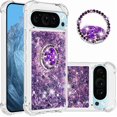 thumbnail image 1 of Case for Google Pixel 9 Pro XL Case Liquid Glitter with Ring Holder Stand, Clear TPU Cute Love Moving Quicksand Sparkle Shockproof Phone Case for Google Pixel 9 Pro XL Purple YBZ, 1 of 14