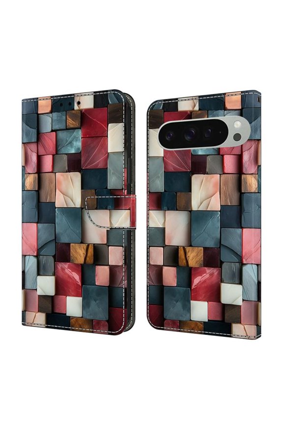 Case For Google Pixel 9 Pro XL/ Pixel 10 Pro XL Crystal Material Painted Pattern With Multi-Card Holder Bills Slot, PU Leather Magnetic Wallet Case,Colorful