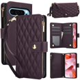 thumbnail image 1 of Case for Google Pixel 9 Pro XL RFID Blocking Protective Purse Case With Card Slots Holder Kickstand Wrist Strap Lanyard Zipper 3-card  Flip Wallet Case,Dark purple,For Pixel 9 Pro XL, 1 of 9