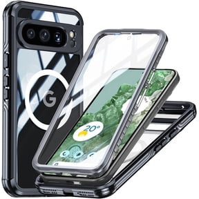 Case for Google Pixel 9/Pxiel 9 Pro,Full-Body Rugged Protective Clear Back Hybrid Magnetic Wireless TPE+PC Built-in Screen Protector Phone Case for Google Pixel 9/Pxiel 9 Pro 5G (Black)