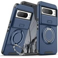 thumbnail image 1 of Case for Google Pixel 9A,Military Grade [Built-in Kickstand] Magnetic Rotate Ring Holder Heavy Duty TPU+PC Shockproof Drop Protect Phone Case for Google Pixel 9A (Blue), 1 of 10