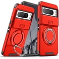 thumbnail image 1 of Case for Google Pixel 9A,Military Grade [Built-in Kickstand] Magnetic Rotate Ring Holder Heavy Duty TPU+PC Shockproof Drop Protect Phone Case for Google Pixel 9A (Red), 1 of 9
