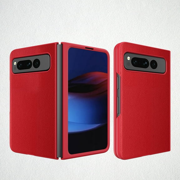 Case for Google Pixel Fold 5G 7.6" (2023), Google Pixel Fold Leather Case, PU Leather + Hard PC Shell Ultra Thin Slim Durable Protective Phone Case Cover for Google Pixel Fold, Red