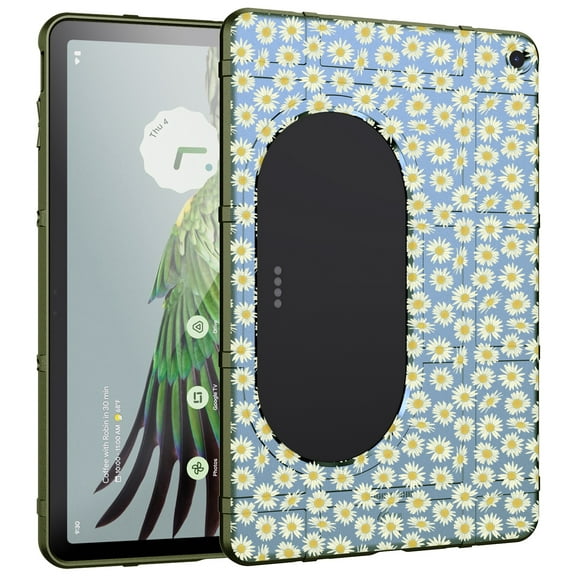 Case for Google Pixel Tablet (2023), Nakedcellphone Rugged Shield Protective Cover [Anti-Fingerprint, Matte Grip Texture, Dock Compatible] - Packed Daisies