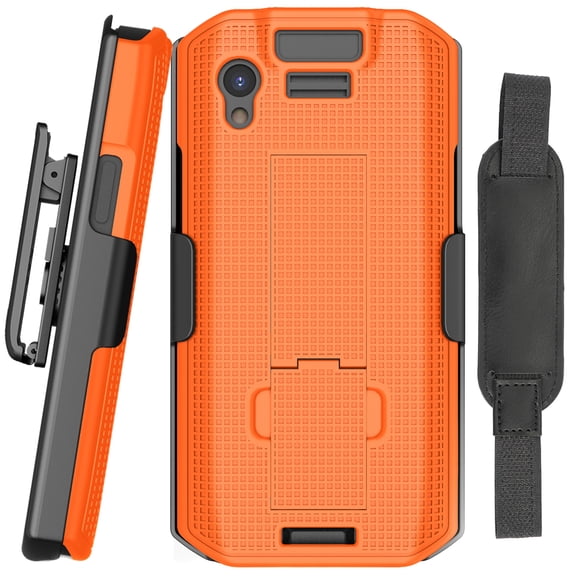 Case + Hand Strap + Belt Clip Combo for Zebra TC21 TC26 Mobile Computer Scanner, Nakedcellphone Slim Hard Shell Cover with Kickstand and [Rotating/Ratchet] Belt Hip Holster Holder Combo