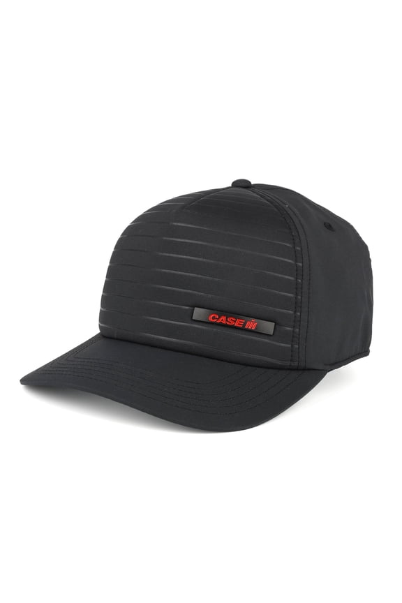 Black Sports Cap with Matte Embossed Metal Logo, Adjustable One Size (93/7 Poly-Spandex)