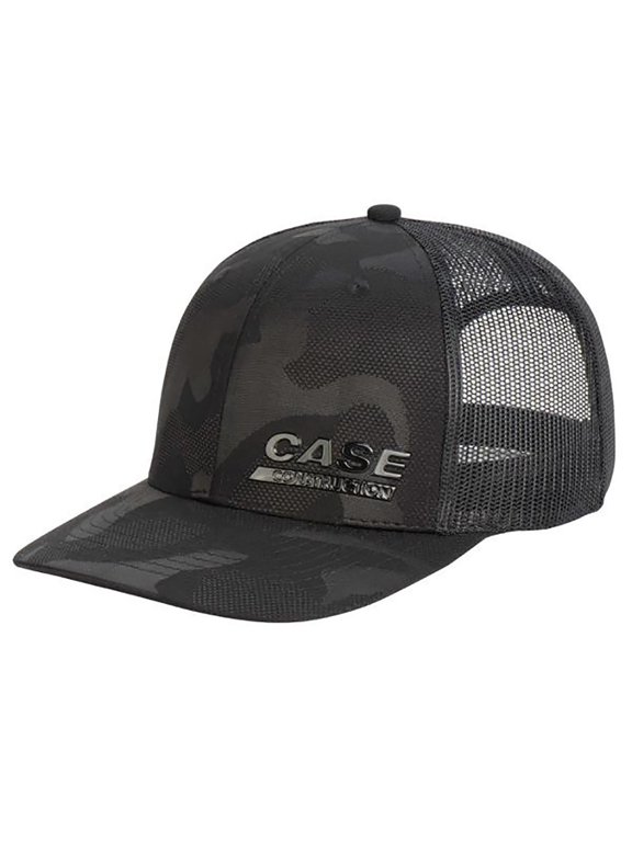 Construction Tone-on-Tone Black Camo Cap with Black Mesh Back 646271