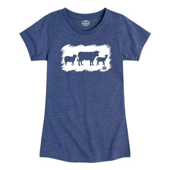 Case IH - Farm Animal Sketchy - Girls Fitted Short Sleeve Graphic T-Shirt