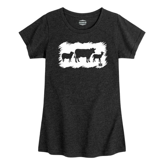 Case IH - Farm Animal Sketchy - Girls Fitted Short Sleeve Graphic T-Shirt