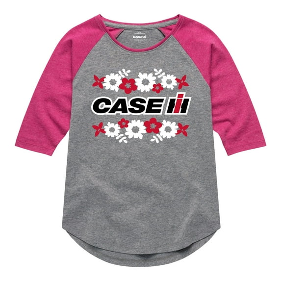 Case IH Floral Logo - Youth Girls Raglan Graphic T-Shirt