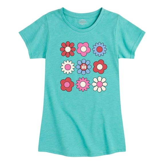 Case IH - Flower Pattern - Girls Fitted Short Sleeve Graphic T-Shirt