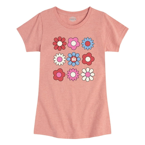 Case IH - Flower Pattern - Girls Fitted Short Sleeve Graphic T-Shirt