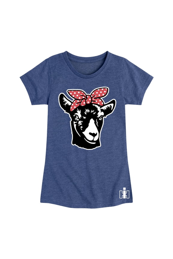 - Goat With Polkadot Bandana - Youth Girls Short Sleeve Graphic T-Shirt