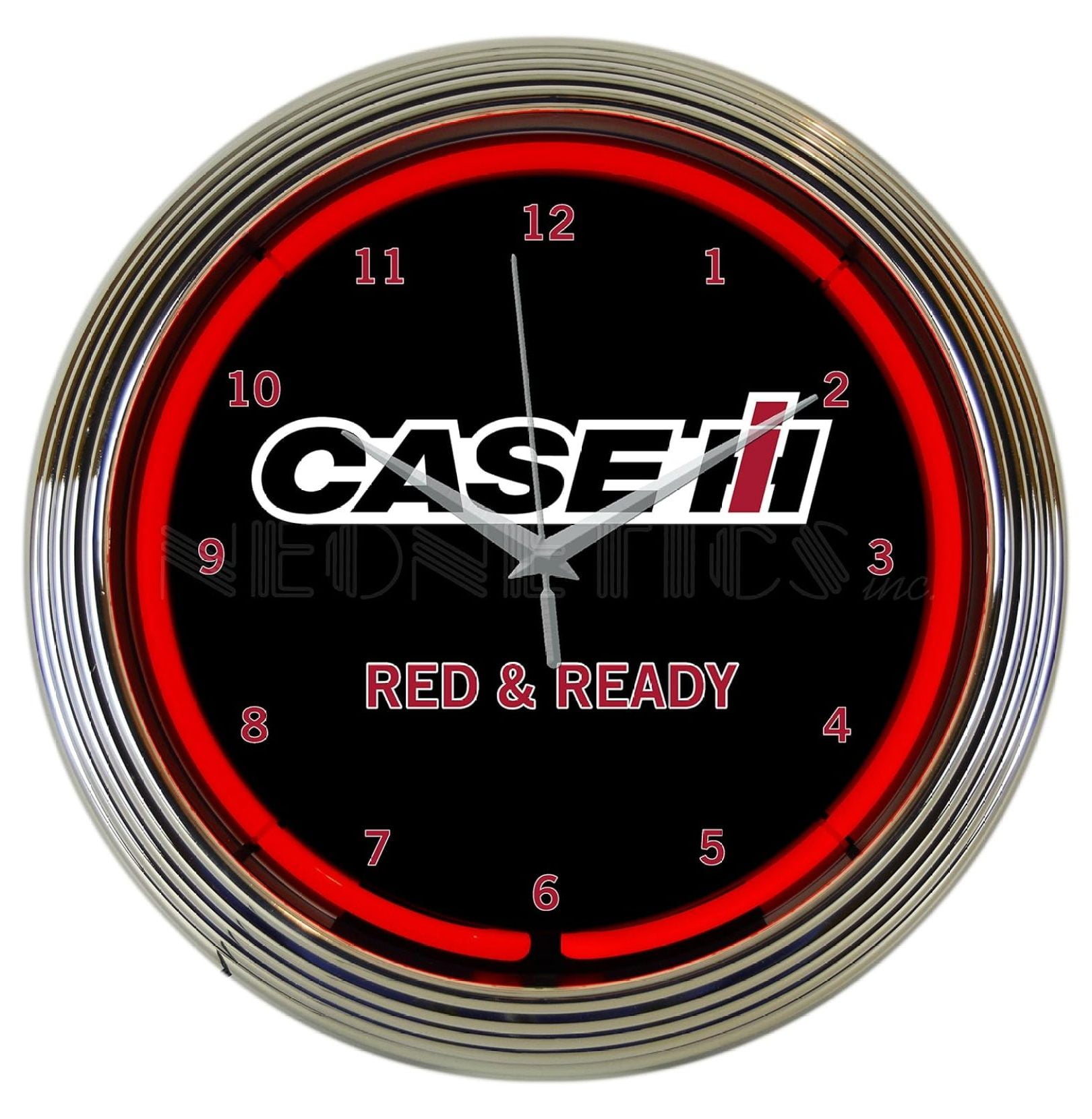 Case IH International Harvester Red and Ready Neon Clock 15 Inch