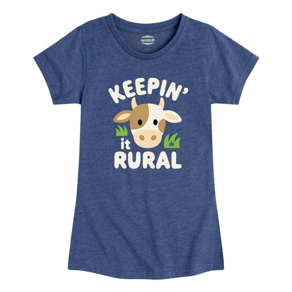 Case IH - Keepin It Rural Cow - Girls Fitted Short Sleeve Graphic T-Shirt