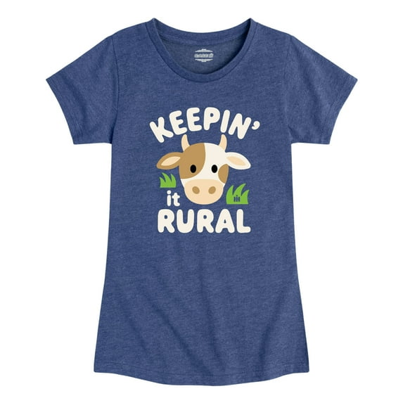 Case IH - Keepin It Rural Cow - Girls Fitted Short Sleeve Graphic T-Shirt