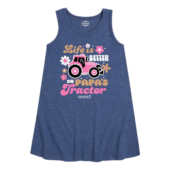 Case IH - Life Is Better Papas Tractor - Toddler Girls A-line Dress