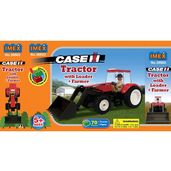 Case IH Magnum Tractor With Farmer & Front Loader, 70 Pc Block Set IMX39503
