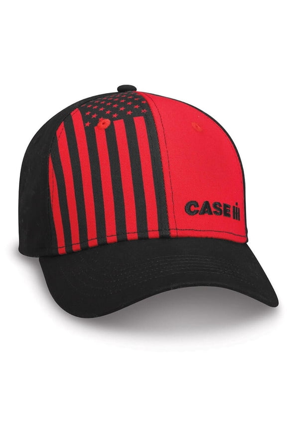 Red & Black Twill Flag Panel Cap 220232