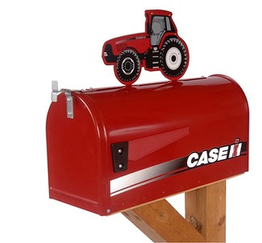 Case IH Rural Style Mailbox with Topper Tractor Red