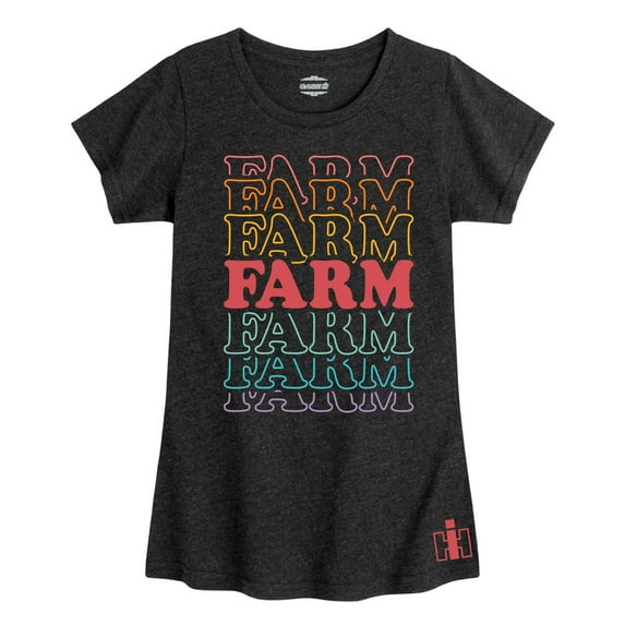 Case IH - Spin Rainbow Stacked Farm - Youth Girl Short Sleeve T-Shirt