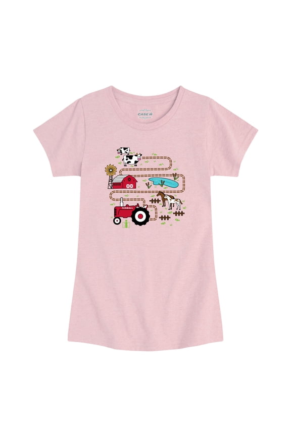 - Tractor Road Map - Toddler Girls Fitted Short Sleeve T-Shirt