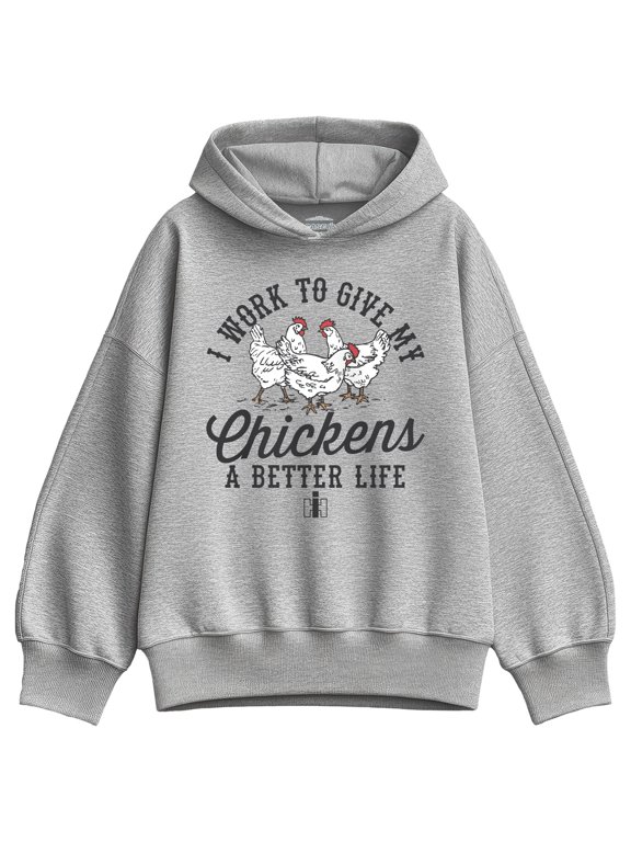- Work For My Chickens Women's Oversized Fleece Hoodie Sweatshirt