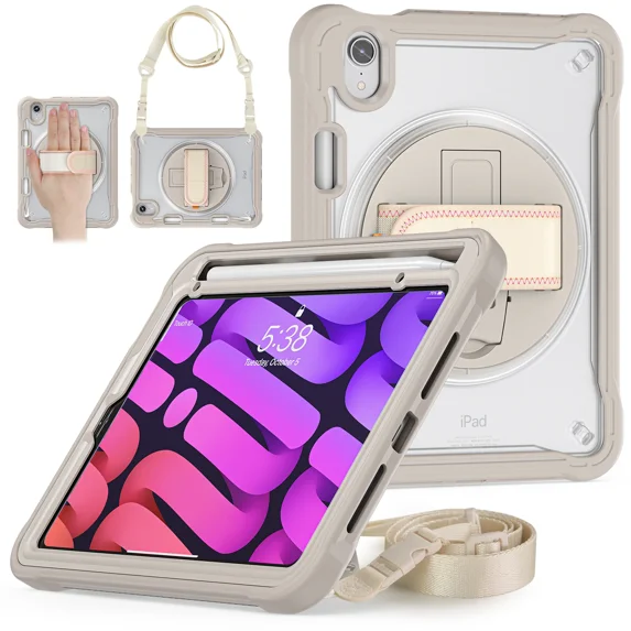 Case for IPad Mini 7 2024 A17 Pro A2993 A2995 A2996 Back Cover for IPad Mini 6 2021 A2567 A2568 A2569 8.3 Inch Protection Shell (Khaki,for iPad Mini 7 2024)