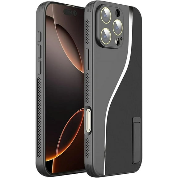 Case For IPhone 16/16 Pro/16 Pro Max, Metal Kickstand Heat Dissipation Shell, Camera Lens Protector Anti-Fingerprint, Not Yellowing Cover, Military Grade Rugged Full Body Protection Case