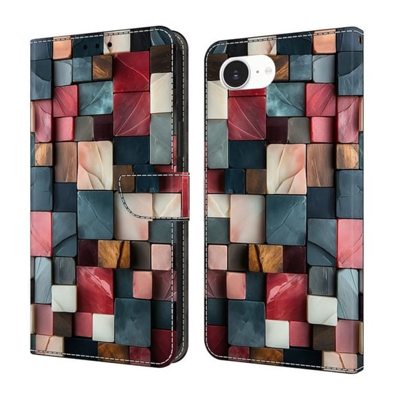 Case For IPhone 16e / 17e Crystal Material Painted Pattern With Multi-Card Holder Bills Slot, PU Leather Magnetic Wallet Case,Colorful,For iPhone 16e / 17e