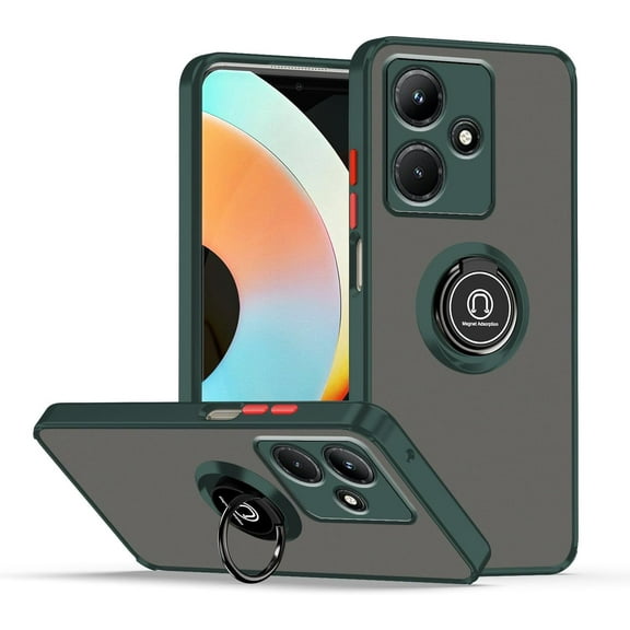 Case for Infinix Hot 30i Case with Stand, Compatible with Magnetic Car Phone Mount, Ultra Slim Infinix Hot 30i Phone Case for Women Men Shockproof Protective Cases Cover (Dark Green)